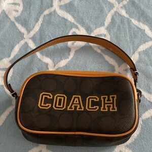 Coach Black and Tan Logo Shoulder Bag